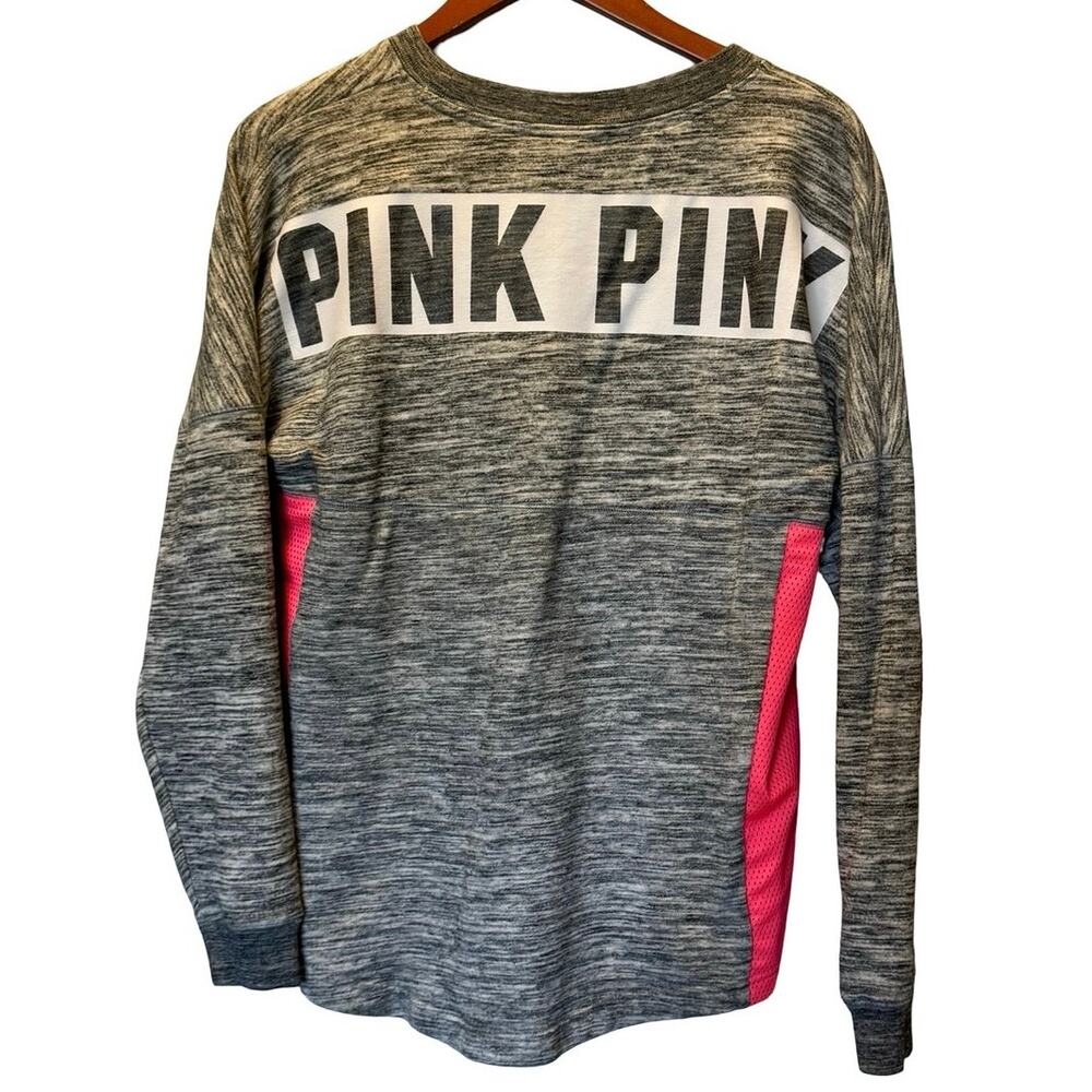 Pink Victoria’s Secret gray pink long sleeve front S Small sweatshirt sweater